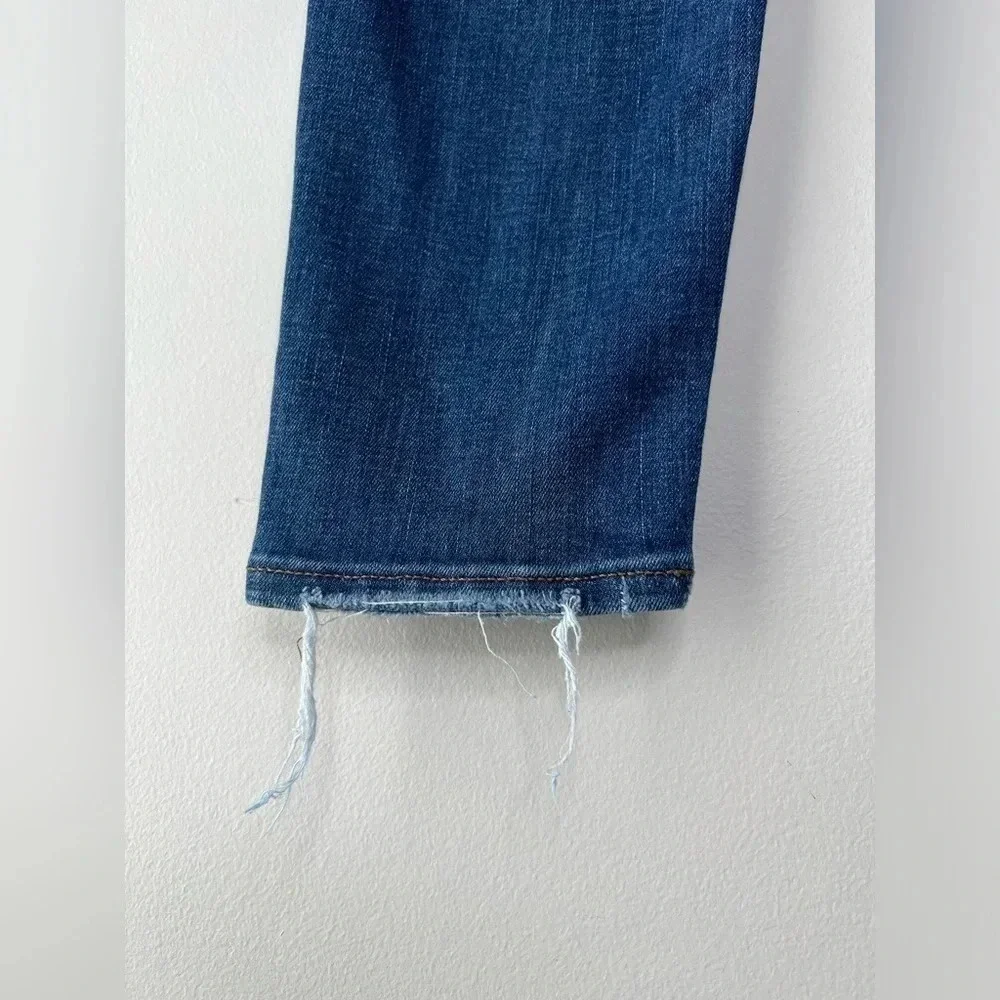 J. Crew distressed toothpick skinny jeans size 28 dark blue wash comfy